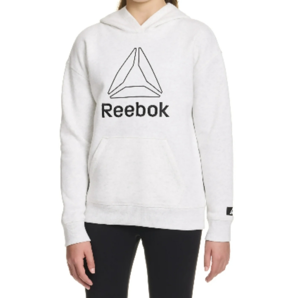 Girls' Reebok Pullover Hoodie-Egret Heather Color. Size 10-12. NWT In Bag.